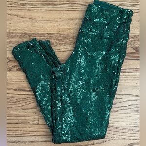 Green Sequin Leggings